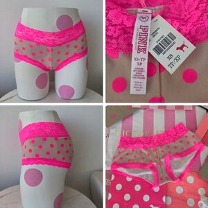 Victoria's Secret PINK VTG Y2K Neon Lace Polka Dot Low Rise Panty NWT Y2K